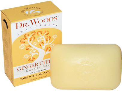Dr. Woods, Castile Soap, Ginger Citrus, 5.25 oz (149 g) ,حمام، الجمال، الصابون، الصابون القشتالي