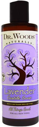 Dr. Woods, Lavender Castile Soap with Fair Trade Shea Butter, 8 fl oz (236 ml) ,حمام، الجمال، الصابون، هلام الاستحمام