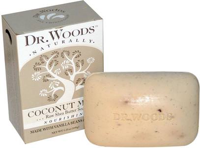 Dr. Woods, Raw Shea Butter Soap, Coconut Milk, 5.25 oz (149 g) ,حمام، الجمال، الصابون، زبدة الشيا