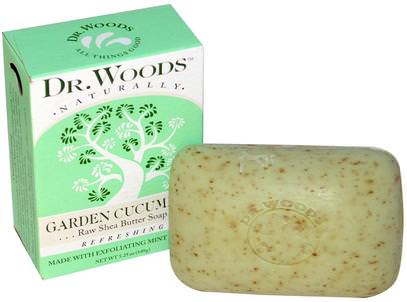 Dr. Woods, Raw Shea Butter Soap, Garden Cucumber, 5.25 oz (149 g) ,حمام، الجمال، الصابون، زبدة الشيا
