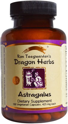 Dragon Herbs, Astragalus, 425 mg, 100 Veggie Caps ,المكملات الغذائية، أدابتوغن، مكافحة الشيخوخة