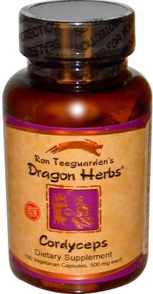 Dragon Herbs, Cordyceps, 500 mg, 100 Vegetarian Capsules ,المكملات الغذائية، الفطر الطبية، كبسولات الفطر، أدابتوغين