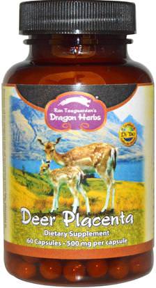 Dragon Herbs, Deer Placenta, 500 mg, 60 Capsules ,الجمال، مكافحة الشيخوخة