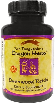 Dragon Herbs, Duanwood Reishi, 450 mg, 100 Veggie Caps ,المكملات الغذائية، الفطر الطبية، كبسولات الفطر، أدابتوغين
