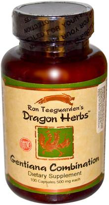 Dragon Herbs, Gentiana Combination, 500 mg Each, 100 Capsules ,والصحة، ودعم الكبد