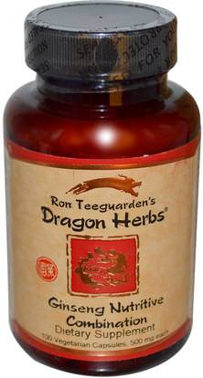 Dragon Herbs, Ginseng Nutritive Combination, 500 mg, 100 Veggie Caps ,المكملات الغذائية، أدابتوغن، شاي الأعشاب، الشاي الجينسنغ