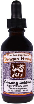 Dragon Herbs, Ginseng Sublime, Super Potency Extract, 2 fl oz (60 ml) ,المكملات الغذائية، أدابتوغين، الانفلونزا الباردة والفيروسية، الجينسنغ السائل