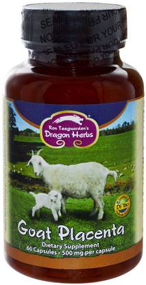 Dragon Herbs, Goat Placenta, 500 mg, 60 Capsules ,الجمال، مكافحة الشيخوخة