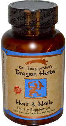 Dragon Herbs, Hair & Nails, 500 mg, 100 Veggie Caps ,الصحة، المرأة، مكملات الشعر، مكملات الأظافر، مكملات الجلد، الأظافر الهشة