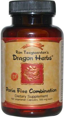 Dragon Herbs, Poria Five Combination, 500 mg, 100 Veggie Caps ,المكملات الغذائية، مدرات البول حبوب الماء