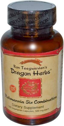 Dragon Herbs, Rehmannia Six Combination, 500 mg, 100 Veggie Caps ,الأعشاب، ريهمانيا، الصحة، كلى