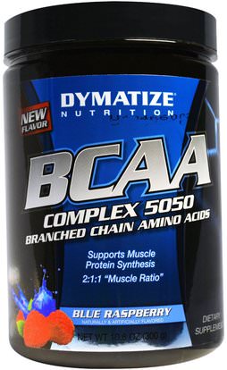 Dymatize Nutrition, BCAA, Complex 5050, Branched Chain Amino Acids, Blue Raspberry, 10.6 oz (300 g) ,المكملات الغذائية، والأحماض الأمينية، بكا (متفرعة سلسلة الأحماض الأمينية)