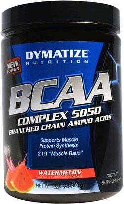 Dymatize Nutrition, BCAA, Complex 5050, Branched Chain Amino Acids, Watermelon, 10.6 oz (300 g) ,المكملات الغذائية، والأحماض الأمينية، بكا (متفرعة سلسلة الأحماض الأمينية)