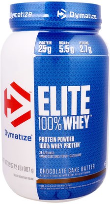 Dymatize Nutrition, Elite 100% Whey Protein Powder, Chocolate Cake Batter, 32 oz (907 g) ,المكملات الغذائية، البروتين، بروتين الرياضة