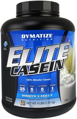 Dymatize Nutrition, Elite Casein, Smooth Vanilla, 4 lbs (1.81 kg) ,والرياضة، والعضلات