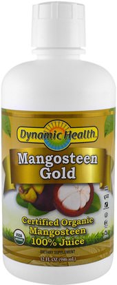 Dynamic Health Laboratories, Certified Organic, Mangosteen Gold, 32 fl oz (946 ml) ,الغذاء، القهوة الشاي والمشروبات، عصير الفواكه، المكملات الغذائية، عصير السائل مانغوستين