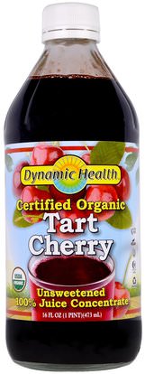 Dynamic Health Laboratories, Certified Organic, Tart Cherry 100% Juice Concentrate, Unsweetened, 16 fl oz (473 ml) ,الغذاء، القهوة الشاي والمشروبات، عصير الفواكه