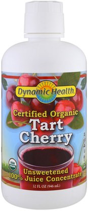 Dynamic Health Laboratories, Certified Organic Tart Cherry Juice Concentrate, Unsweetened, 32 fl oz (946 ml) ,الغذاء، القهوة الشاي والمشروبات، عصير الفواكه
