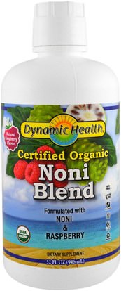 Dynamic Health Laboratories, Organic Certified Noni Blend, Raspberry Flavor, 32 fl oz (946 ml) ,الغذاء، القهوة الشاي والمشروبات، عصير الفواكه