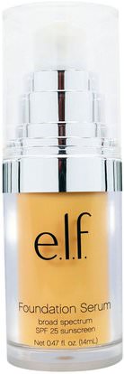 E.L.F. Cosmetics, Beautifully Bare Foundation Serum, Broad Spectrum SPF 25 Sunscreen, Fair/Light, 0.47 fl oz (14 ml) ,وجه