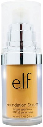 E.L.F. Cosmetics, Beautifully Bare Foundation Serum, Broad Spectrum SPF 25 Sunscreen, Light/Medium, 0.47 fl (14 ml) ,وجه