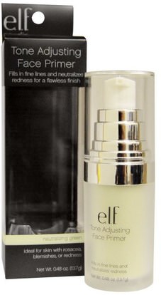 E.L.F. Cosmetics, Tone Adjusting Face Primer, Neutralizing Green, 0.48 oz (13.7 g) ,وجه