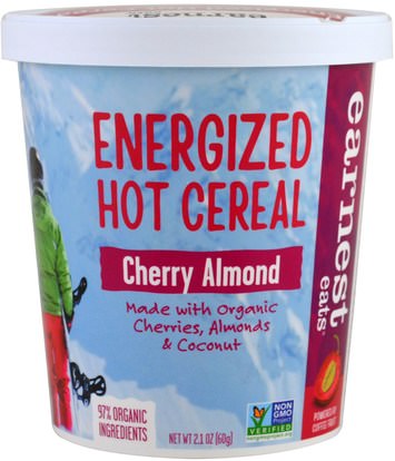 Earnest Eats, Energized Hot Cereal, Cherry Almond, 2.1 oz (60 g) ,الغذاء، الحبوب، الحبوب الكاملة، الشوفان الشوفان