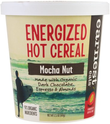 Earnest Eats, Energized Hot Cereal, Mocha Nut, 2.1 oz (60 g) ,الغذاء، الحبوب، الحبوب الكاملة، الشوفان الشوفان
