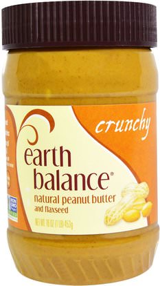 Earth Balance, Natural Peanut Butter and Flaxseed, Crunchy, 16 oz (453 g) ,الطعام، زبدة الفول السوداني