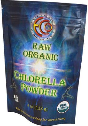 Earth Circle Organics, Chlorella Powder, Raw Organic, 4 oz (113 g) ,المكملات الغذائية، سوبرفوودس، مسحوق كلوريلا، الكلوريلا العضوية