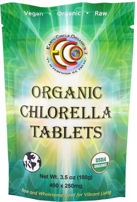 Earth Circle Organics, Organic Chlorella Tablets, 3.5 oz (100 g) ,المكملات الغذائية، سوبرفوودس، كلوريلا