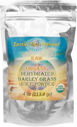 Earth Circle Organics, Raw Organic Dehydrated Barley Grass Juice Powder, 4 oz (113.4 g) ,المكملات الغذائية، سوبرفوودس، العشب الشعير
