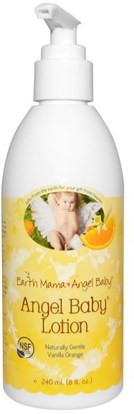 Earth Mama Angel Baby, Angel Baby Lotion, Natural Vanilla Orange, 8 fl oz (240 ml) ,صحة الطفل، حفاضات، زيوت مسحوق الطفل، حمام، الجمال، غسول الجسم، غسول الطفل