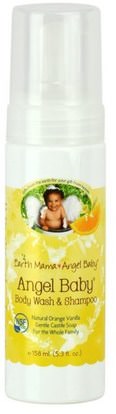 Earth Mama Angel Baby, Angel Baby Shampoo & Body Wash, Natural Orange Vanilla, 5.3 fl oz (160 ml) ,صحة الأطفال، حمام الاطفال، الشامبو، شامبو الاطفال