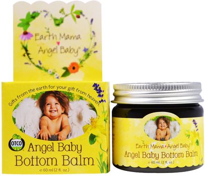 Earth Mama Angel Baby, Bottom Balm, 2 fl oz (60 ml) ,صحة الطفل، حفاضات، كريمات حفاضات