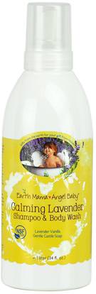 Earth Mama Angel Baby, Calming Lavender Shampoo & Body Wash, Lavender Vanilla, 34 fl oz (1 L) ,صحة الأطفال، حمام الاطفال، الشامبو، شامبو الاطفال