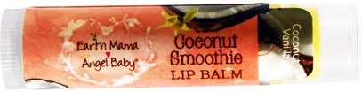 Earth Mama Angel Baby, Coconut Smoothie Lip Balm, Coconut Vanilla.15 oz (4 ml) ,حمام، الجمال، العناية الشفاه، بعد الولادة، بلسم الشفاه