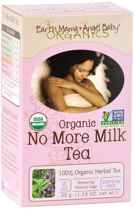 Earth Mama Angel Baby, Organic No More Milk Tea, Refreshing Hibiscus Sage, 16 Tea Bags, 1.23 oz (35 g) ,صحة الطفل، تغذية الطفل، الرضاعة الطبيعية
