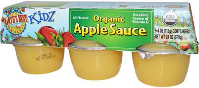 Earths Best, Kidz, Organic Apple Sauce, 6 Containers, 4 oz (113 g) Each ,صحة الطفل، تغذية الطفل، وجبات خفيفة الطفل والأصبع الأطعمة، طفل وجبات خفيفة، أطفال الأطعمة