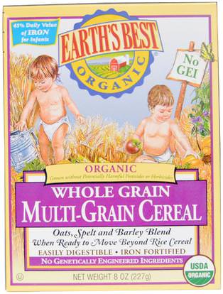 Earths Best, Organic Whole Grain Multi-Grain Cereal, 8 oz (227 g) ,صحة الأطفال، أغذية الأطفال، تغذية الطفل، حبوب الأطفال
