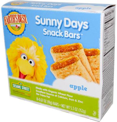 Earths Best, Sunny Days Snack Bars, Apple, 8 Bars, 0.67 oz (19 g) Each ,صحة الطفل، تغذية الطفل، وجبات خفيفة الطفل والأصبع الأطعمة، طفل وجبات خفيفة، أطفال الأطعمة