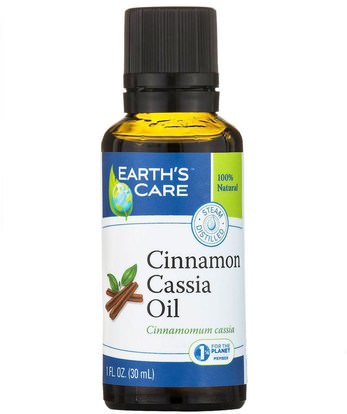 Earths Care, Cinnamon Cassia Oil, 100% Natural, 1 fl oz (30 ml) ,حمام، الجمال، الزيوت العطرية الزيوت، زيت القرفة