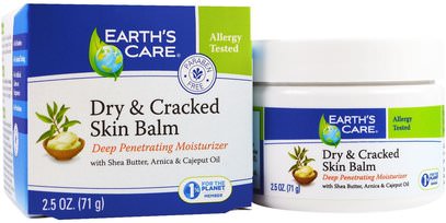 Earths Care, Dry & Cracked Skin Balm, 2.5 oz (71 g) ,حمام، الجمال، زبدة الشيا