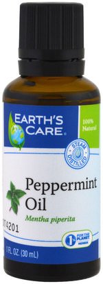 Earths Care, Peppermint Oil, 1 fl oz (30 ml) ,حمام، الجمال، الروائح الزيوت الأساسية، زيت النعناع