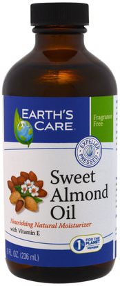 Earths Care, Sweet Almond Oil, 8 fl oz (236 ml) ,الصحة، الجلد، زيت اللوز موضعي