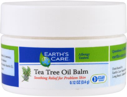Earths Care, Tea Tree Oil Balm, 0.12 oz (3.4) ,الصحة، الجلد، شجرة الشاي