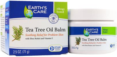 Earths Care, Tea Tree Oil Balm, 2.5 oz (71 g) ,حمام، الجمال، زبدة الشيا، الجلد، شجرة الشاي، منتجات شجرة الشاي