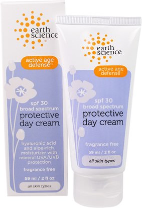 Earth Science, Active Age Defense Protective Day Cream, Fragrance Free, SPF 30, 2 fl oz (59 ml) ,الجمال، العناية بالوجه، الكريمات المستحضرات، الأمصال، حمام، واقية من الشمس، سف 30-45