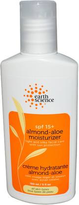 Earth Science, Almond-Aloe Moisturizer, SPF 15+, 5 fl oz (150 ml) ,الجمال، العناية بالوجه، الكريمات المستحضرات، الأمصال، الجلد