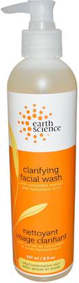 Earth Science, Clarifying Facial Wash, 8 fl oz (237 ml) ,الجمال، العناية بالوجه، منظفات الوجه، نوع الجلد والسرد للبشرة الدهنية